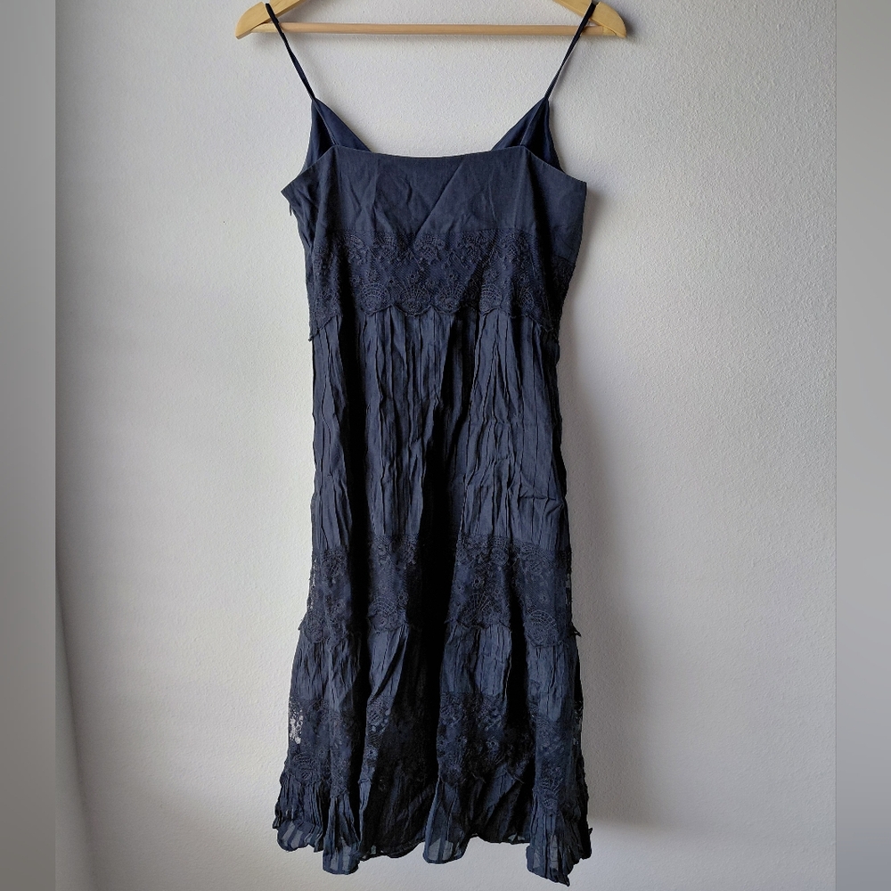 Ann Taylor Midnight Blue Midi Silk Dress - Picture 4 of 7